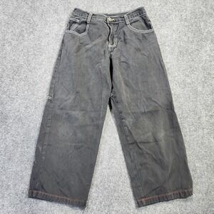 Vintage Menace Jeans 27x25 Black Baggy Wide Leg Y2K 90s Mortal Combat Patch Crop